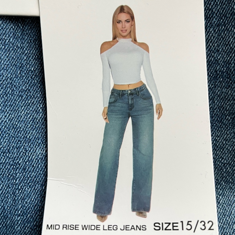 Rise Supply Co Wide Leg Mid Rise Jeans